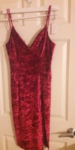 RED CRUSHED VELVET DRESS NWT
